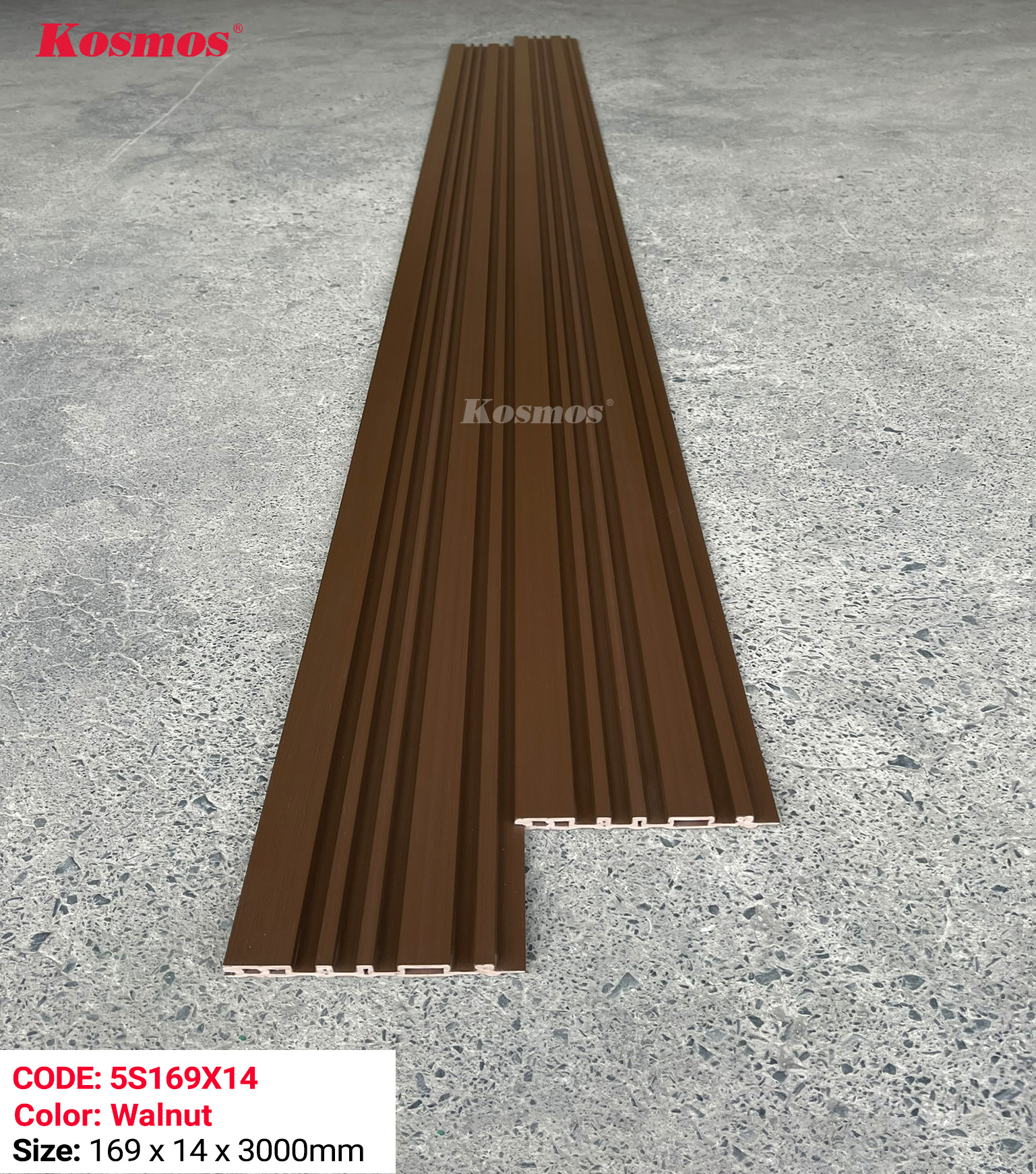 5S169x14 Walnut LAM NHỰA  5 SÓNG NGOÀI TRỜI  KOSMOS