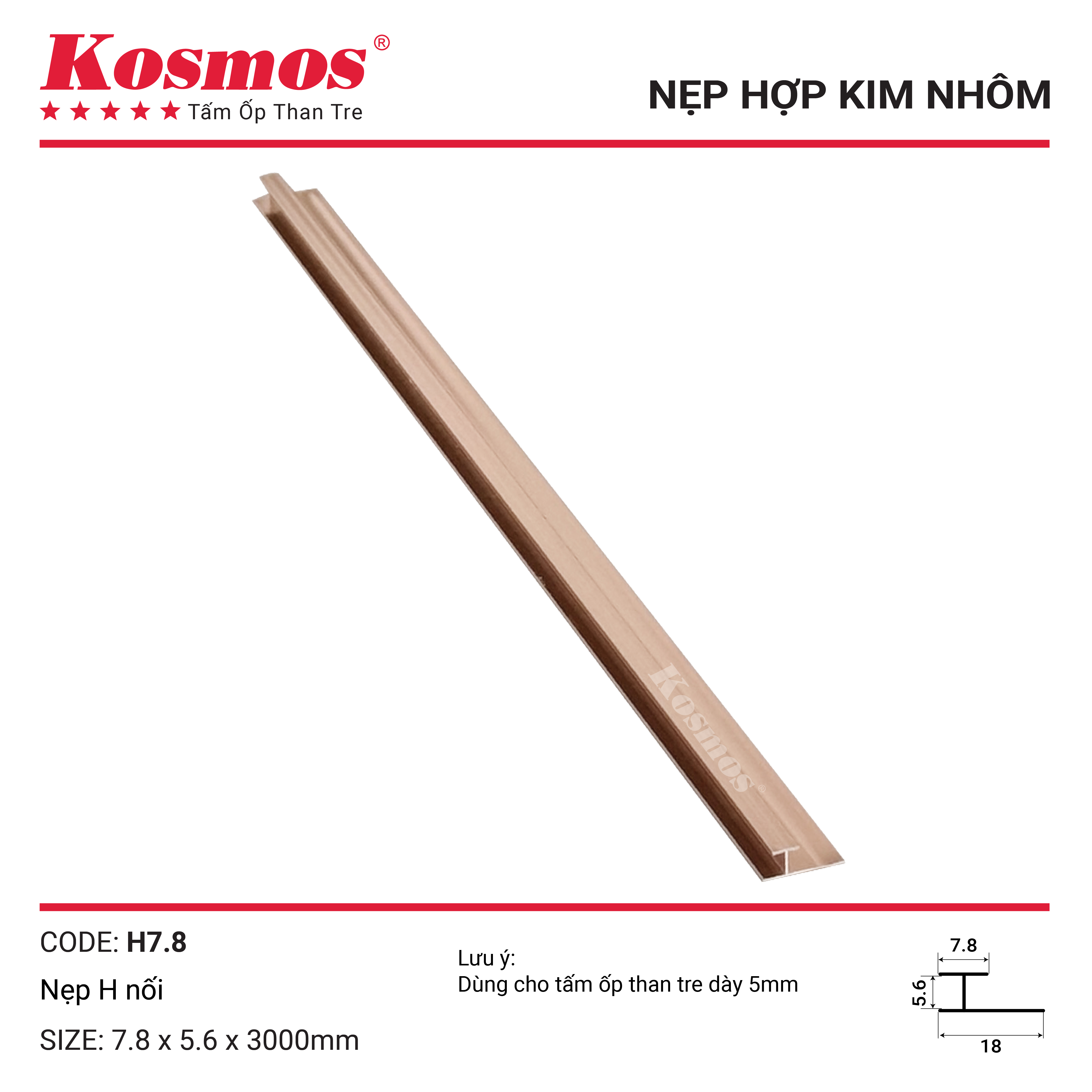 Nẹp H7.8 NỐI MÀU SÂM PANH
