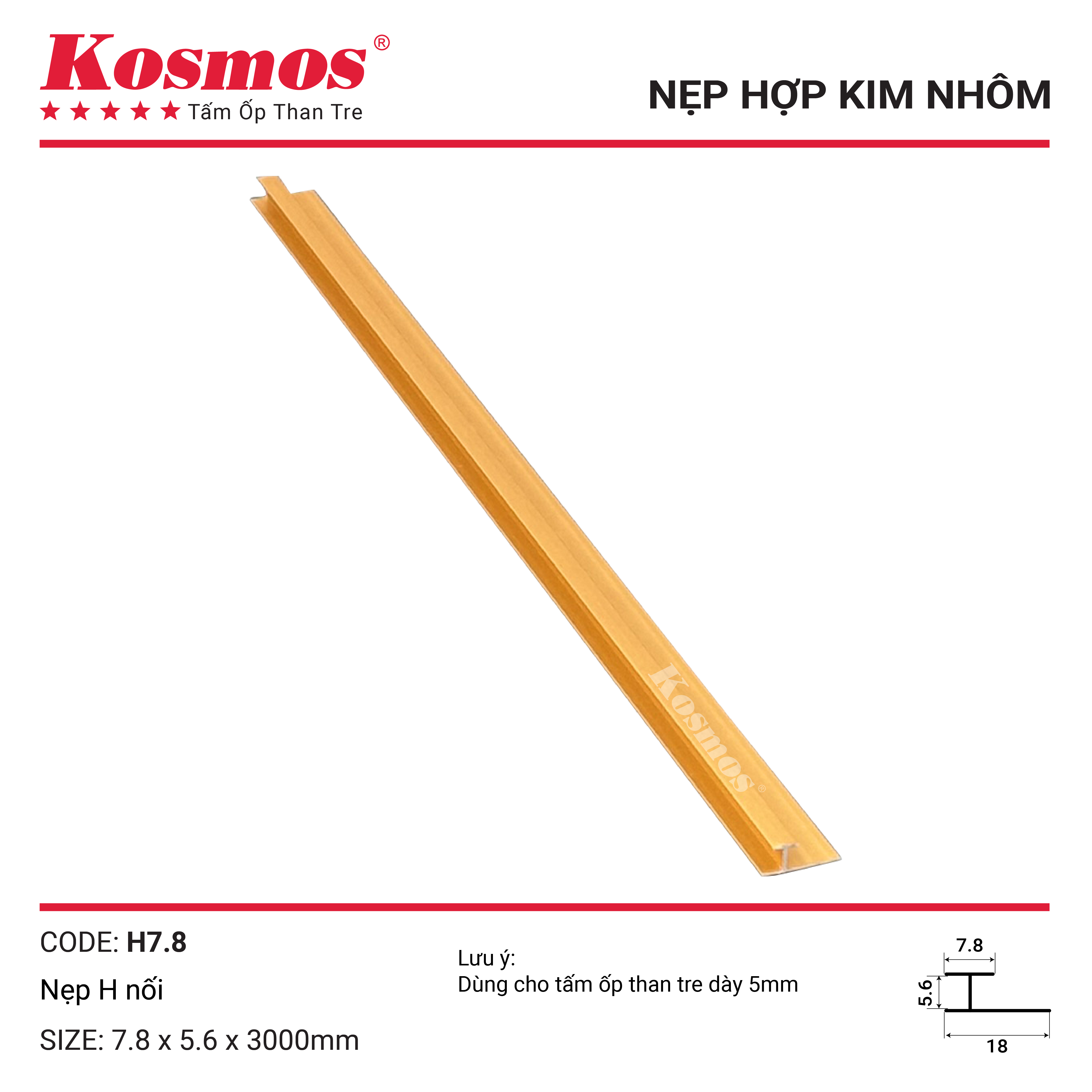 NẸP NỐI  H7.8 MÀU VÀNG