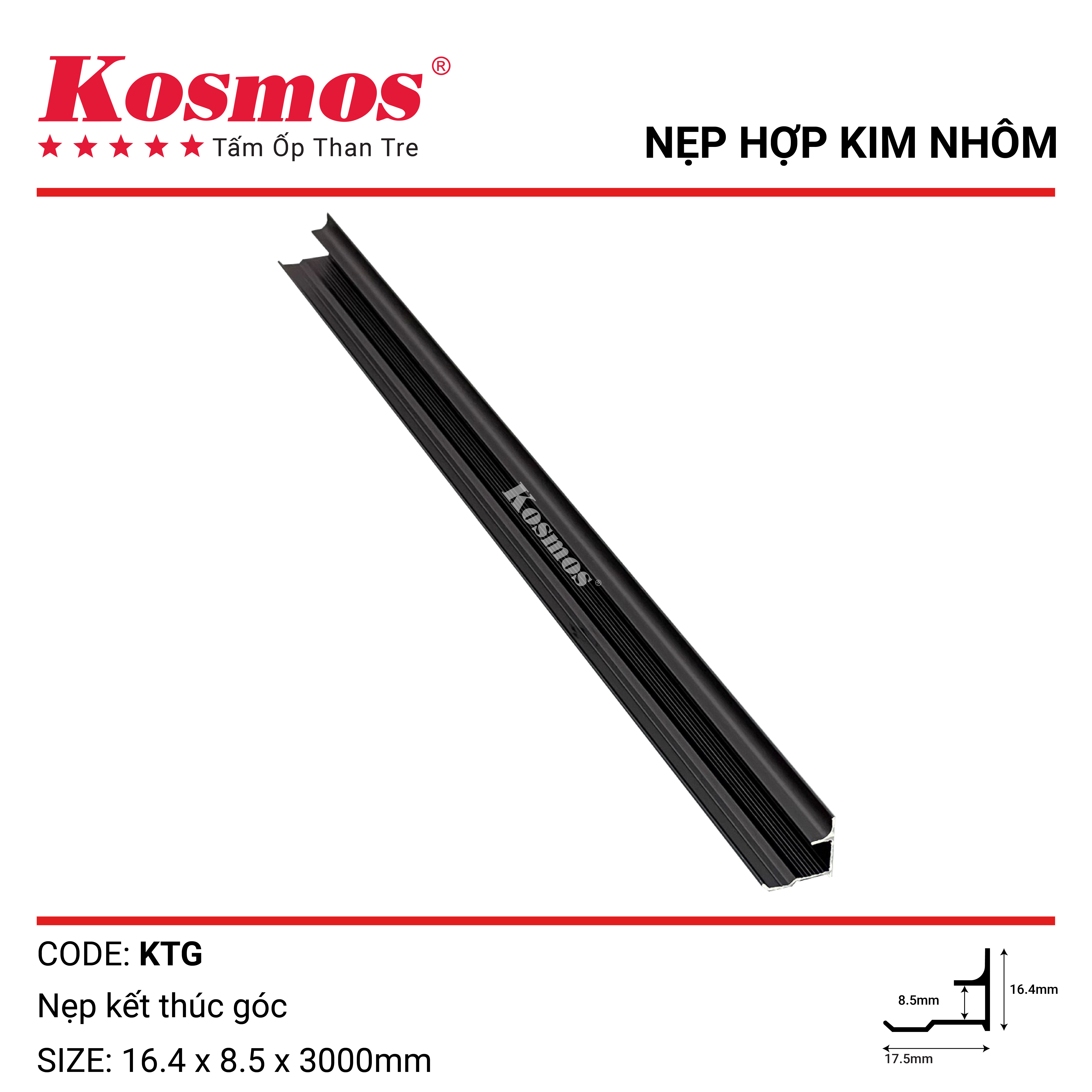 NẸP KẾT THÚC GÓC KTG - ĐEN