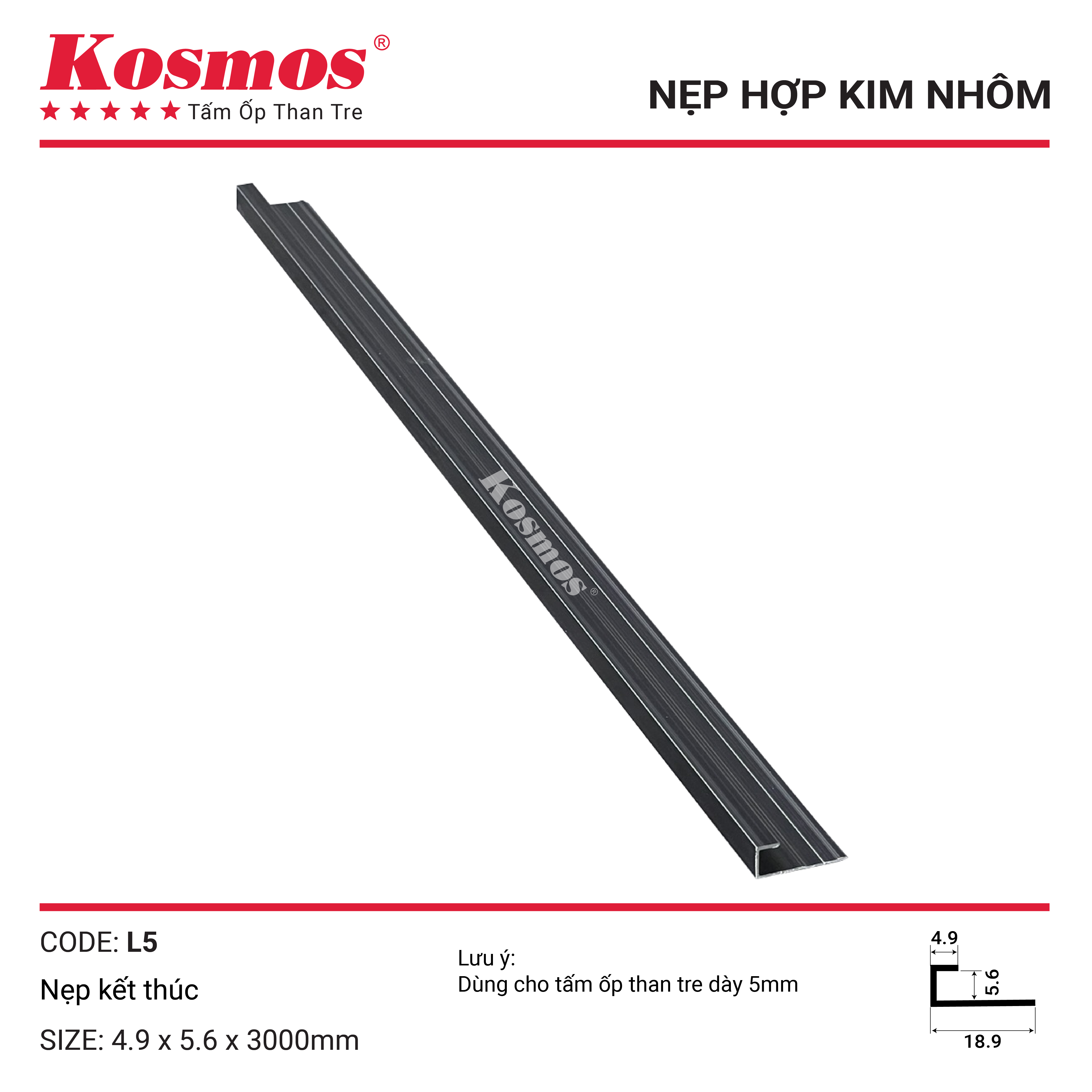 NẸP KẾT THÚC L5  ĐEN