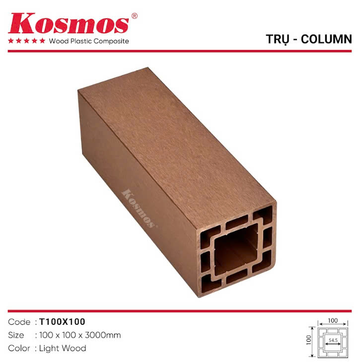 T100x100 Light Wood THANH TRỤ TRANG TRÍ